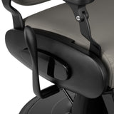 Gabbiano Francesco grey barber chair with black base, stylish barbershop furniture with cushioned seat and adjustable height