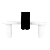 White manicure armrest with adjustable metal phone holder