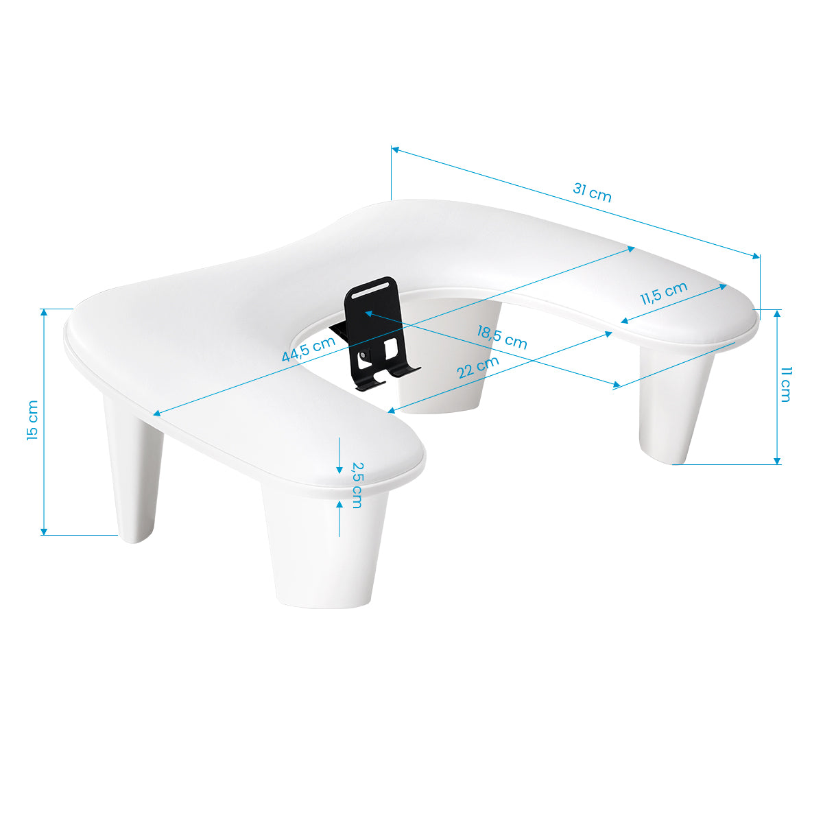 White manicure hand rest for professional nail salon workstation