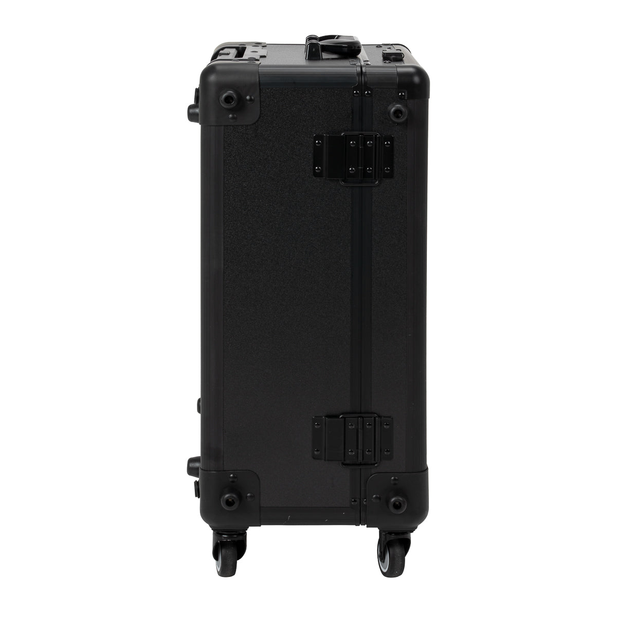 Black professional makeup case with integrated Bluetooth speakers