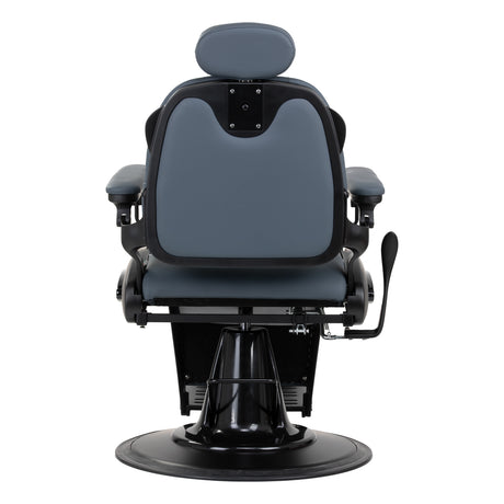 Barber's chair Gabbiano Francesco Graphite with black base, second class, featuring padded upholstery and adjustable armrests.