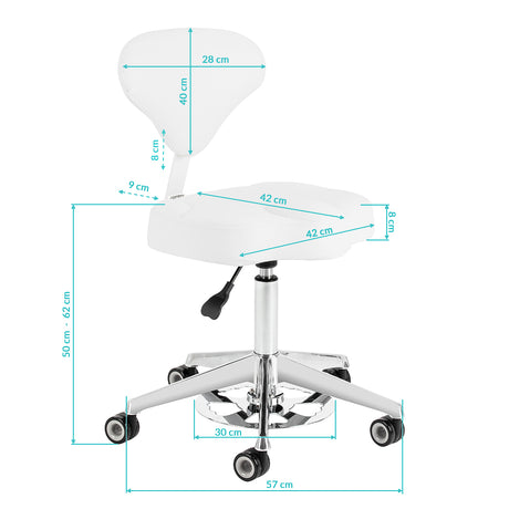 Azzurro 156-F professional salon stool – detailed dimensions