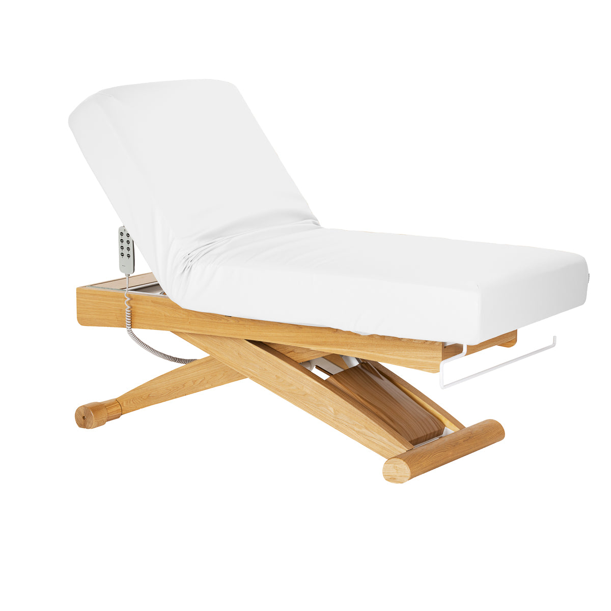 Sillon Siesta Elektrinis SPA Gultas – Baltas, Šviesiai Rudas Pagrindas · Atlenkta padėtis