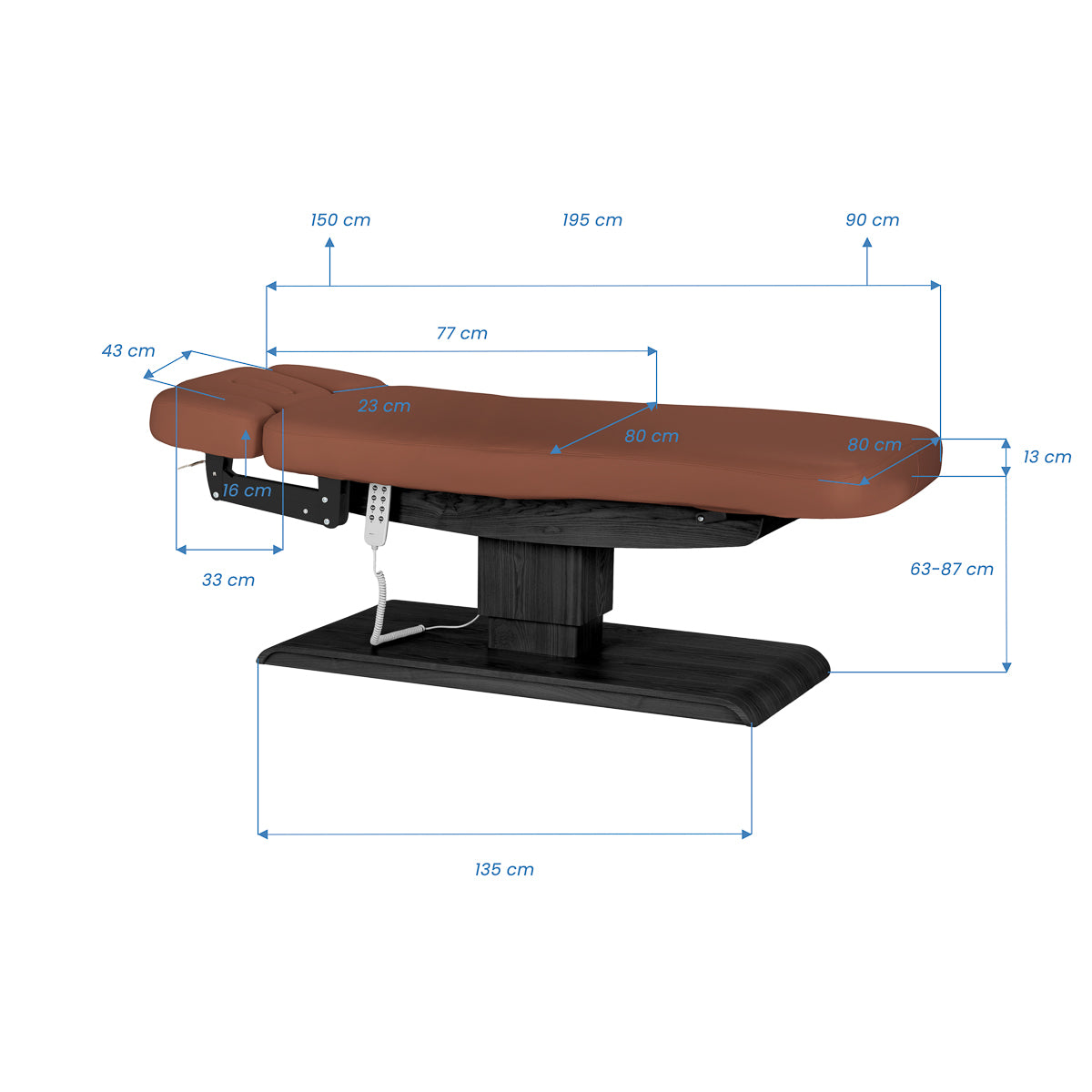 Sillon Relax · rudas / juodas · matmenų schema