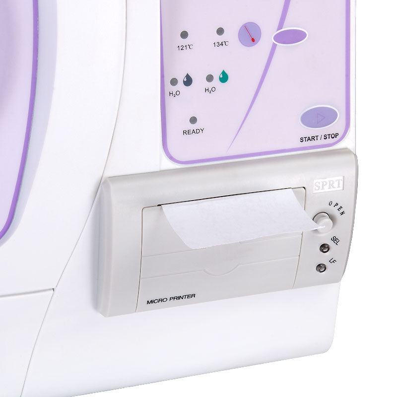 Autoclave medical class B 18L by Beauty System with built-in printer, stainless steel chamber for sterilization procedures.