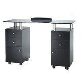 Black manicure table BD-3453 by Beauty System with a sleek surface and built-in storage for professional nail salon use.