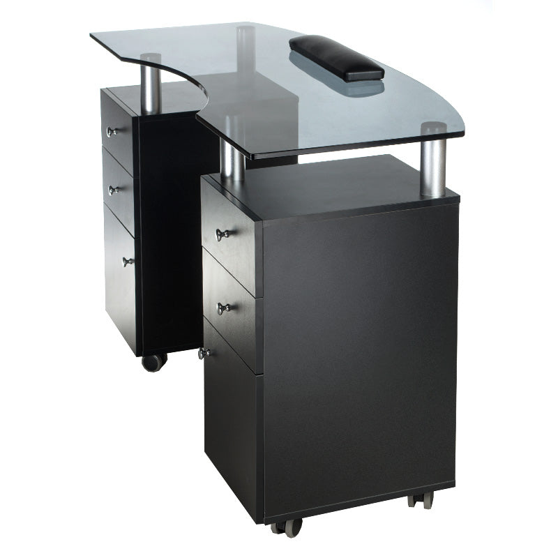 Black Beauty System Manicure Table BD-3453 with workspace and storage drawers, ideal for professional nail salons.