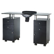 Beauty System Manicure Table with Black Hood BD-3453+P, professional nail station with built-in hood for salon use