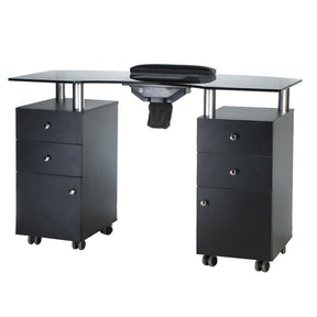 Beauty System Manicure Table with Black Hood BD-3453+P, professional nail station with built-in hood for salon use