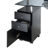 Beauty System manicure table with hood BD-3453+P black, featuring a sleek workspace, built-in lighting, and storage for nail tools.