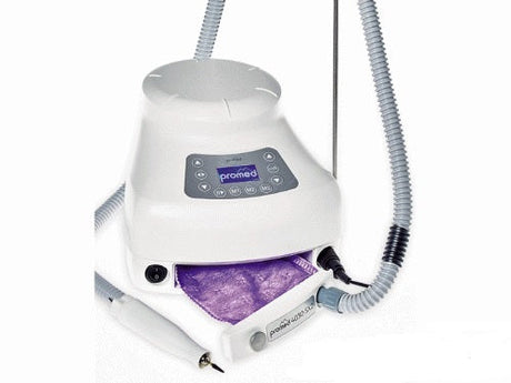 Replaceable bag for Promed 4030/4040 SX2 milling machine by Beauty System, shown attached to the machine.
