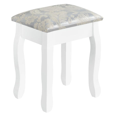 EMMA White Vanity Table with 3 Mirrors, 4 Drawers & Stool - BVShop