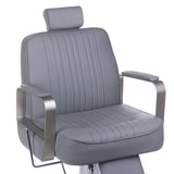 Light gray Barber Chair HOMER BH-31237 by Beauty System with padded seat, backrest, and adjustable headrest for salon use.