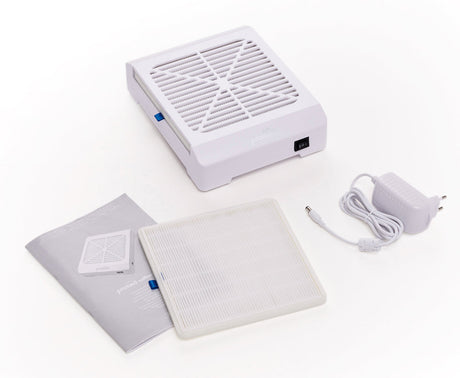 Mini Dust Suction Promed White by Beauty System, compact device for effective dust removal, shown in the image.