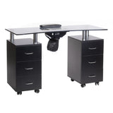 Beauty System manicure table BD-3425-1 in black with sleek surface and built-in storage for professional nail salon use.