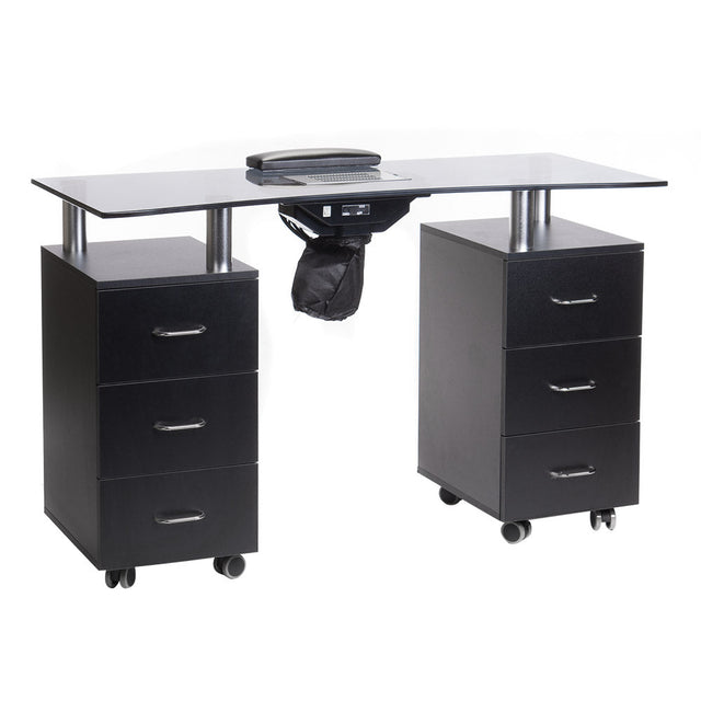 Beauty System manicure table BD-3425-1 in black with sleek surface and built-in storage for professional nail salon use.