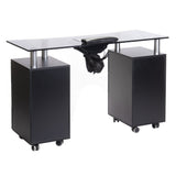 Black manicure table from Beauty System with sleek design and ample workspace, model BD-3425-1+, ideal for professional nail salons.