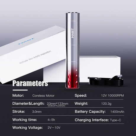 Mast Belaidis PMU Tatuiruočių Aparatas 3.0mm Eiga