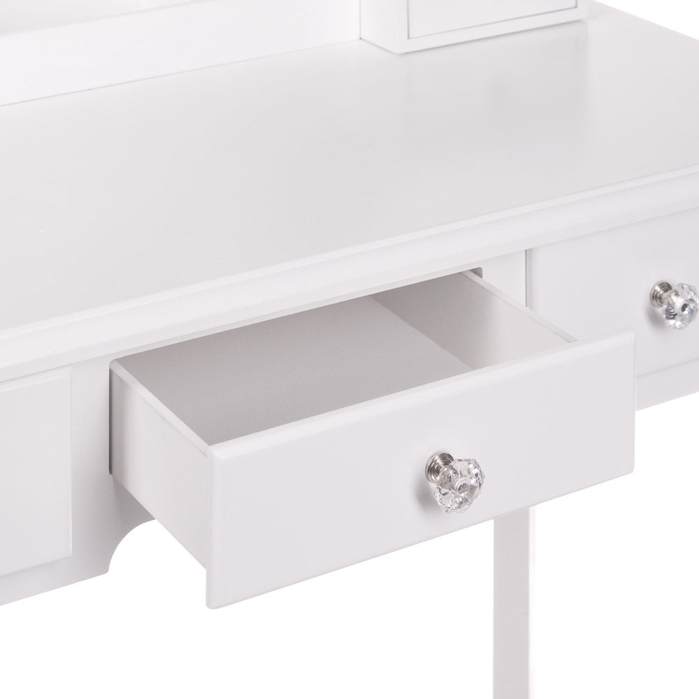 White MONICA vanity table with LED mirror + stool - BVShop