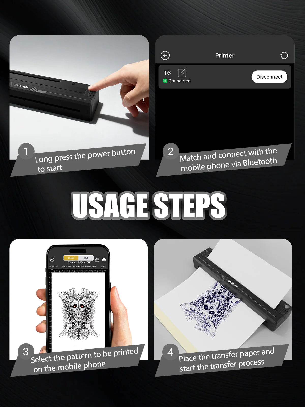 Mast DragonHawk A4 Wireless Thermal Tattoo Stencil Printer Machine - BVShop