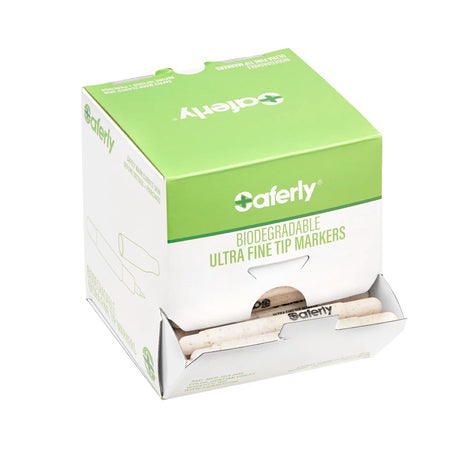 Saferly biodegradable mini markers with ultra-fine tips, ideal for eco-friendly writing and marking on various surfaces.