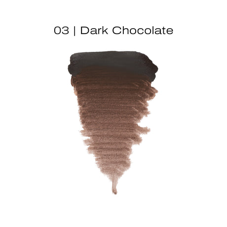 Swatch of The Pigment 03 Dark Chocolate neutral-warm brown PMU pigment shade