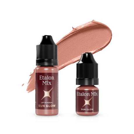 Etalon Mix Sun Glow lip pigment in 5ml or 10ml bottle, featuring warm, sun-kissed shades for natural lip color enhancement.
