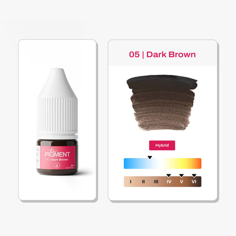 The Pigment 05 Dark Brown small bottle PMU pigment for eyebrow work