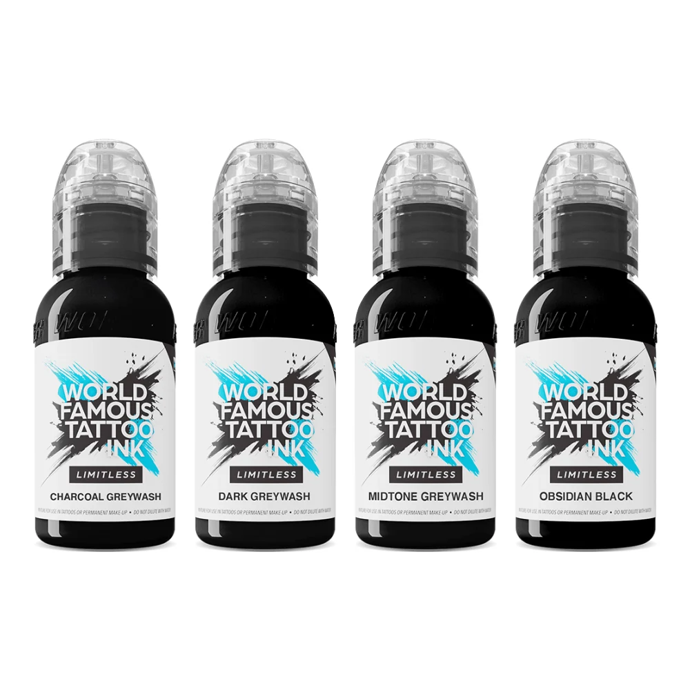 World Famous Limitless Tattoo Ink kontūravimo ir šešėliavimo rinkinys 4x30ml