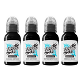 World Famous Limitless Tattoo Ink kontūravimo ir šešėliavimo rinkinys 4x30ml