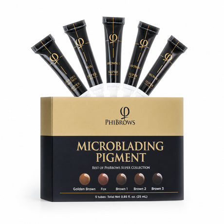 PhiBrows SUPER Microblading Pigment Collection 5x5ml on a light background