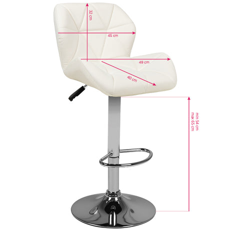 Bar stool m01 quilted adjustable white - BVShop