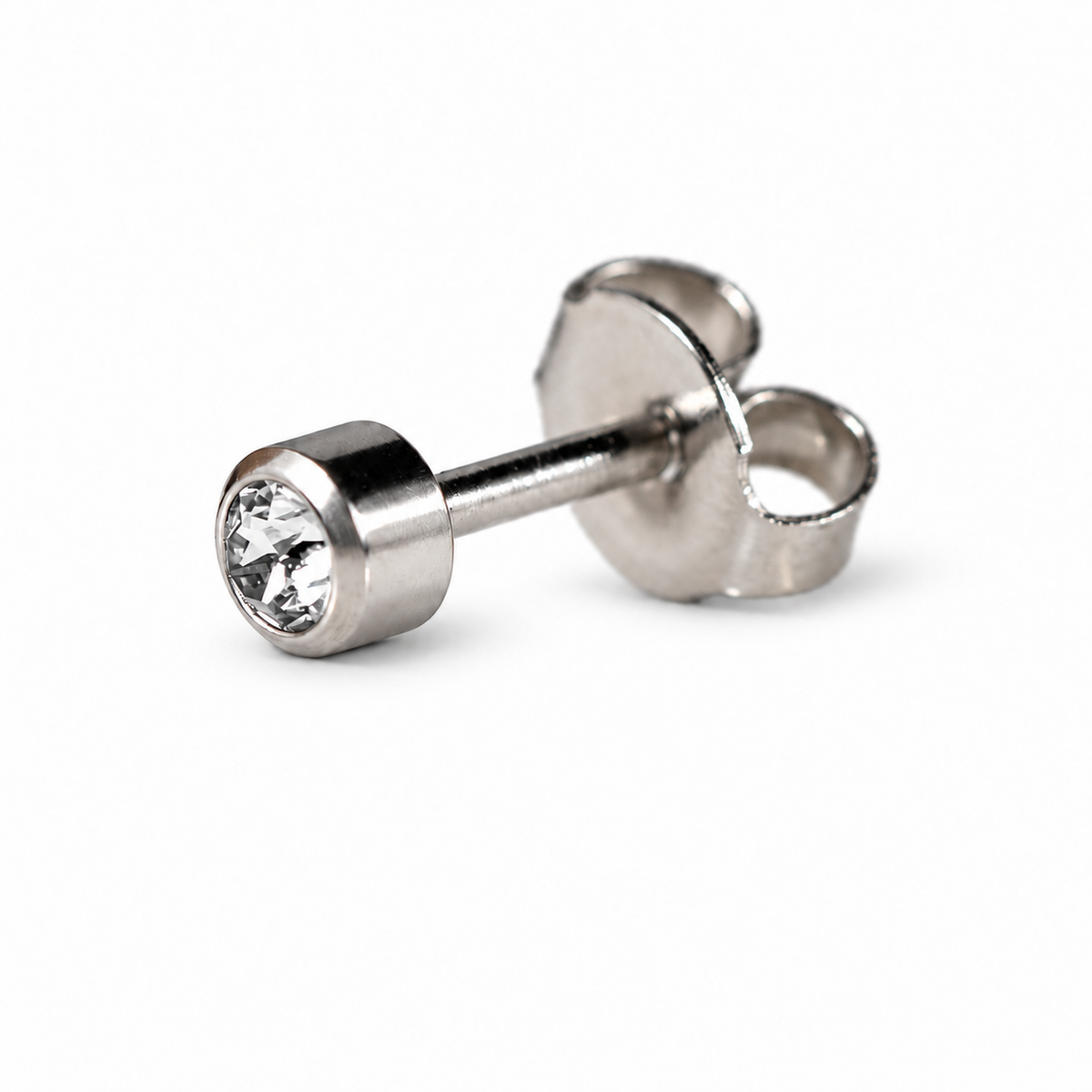 Caflon Blu Piercing Earrings Crystal 4 mm (White Stainless Steel)