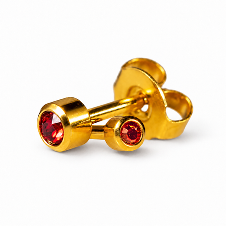 Caflon Blu Piercing Earrings Mini Amethyst 3 mm (24ct Gold Plated)