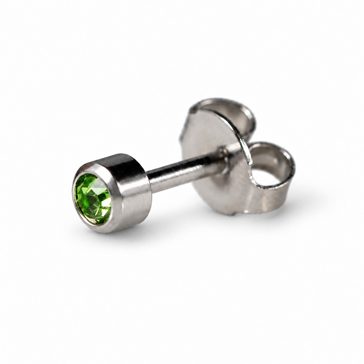 Caflon Blu Piercing Earrings Peridot 4 mm (White Stainless Steel)