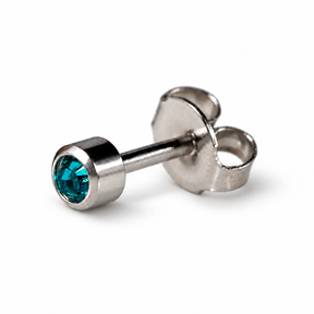 Caflon Blu Piercing Earrings Blue Zircon 4 mm (White Stainless Steel)