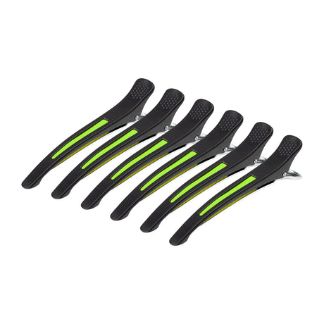 Clamps hairdressing clips for hair e-13 6 pcs 11.5 cm mix neon - BVShop