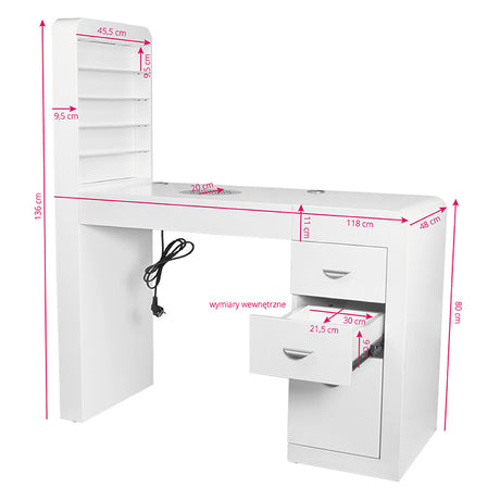 Cosmetic desk 310 white right - BVShop
