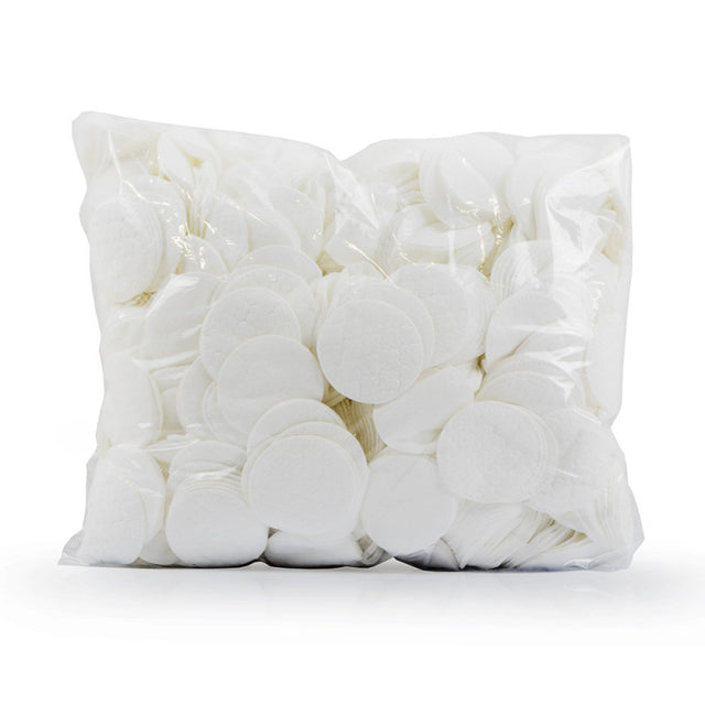 Box of 1000 BVShop cotton pads for skincare, soft and gentle, shown in a clear image with cotton pads stacked and spread out.