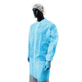 Disposable dressing gown with Velcro strip in XXL size by UNIGLOVES, featuring lightweight material and secure fastening.