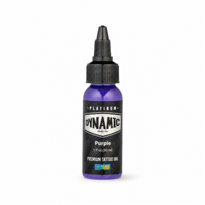 Dynamic Platinum Purple tatuiravimo dažų 30ml buteliukas baltame fone su švelniu natūraliu šešėliu