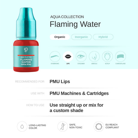 PhiAcademy PMU Aqua Flaming Water Pigment 10ml — recommended use and product information
