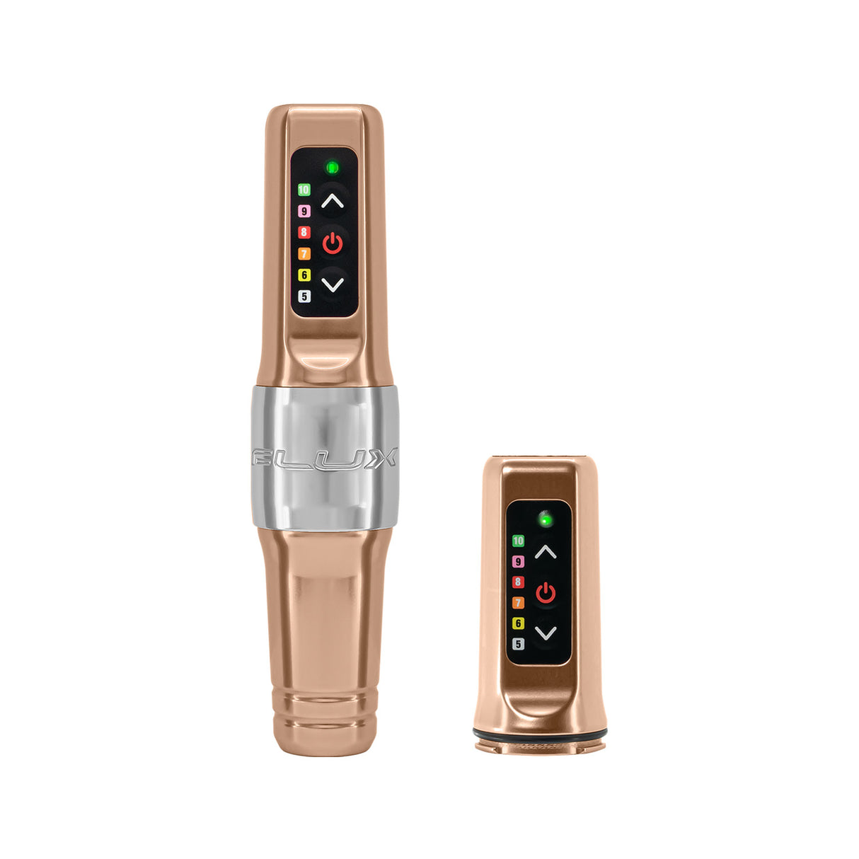 Microbeau Flux Mini šampano auksas su PowerBolt Mini tatuiruočių ir PMU aparatu