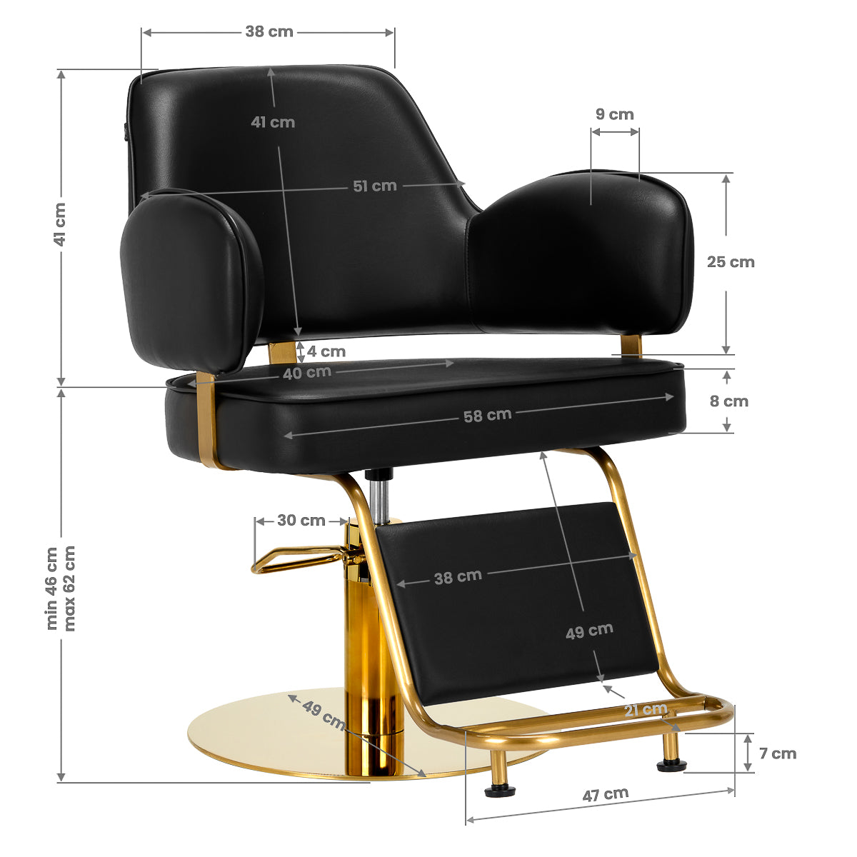 Hairdressing chair Gabbiano Linz NQ Gold Black - BVShop