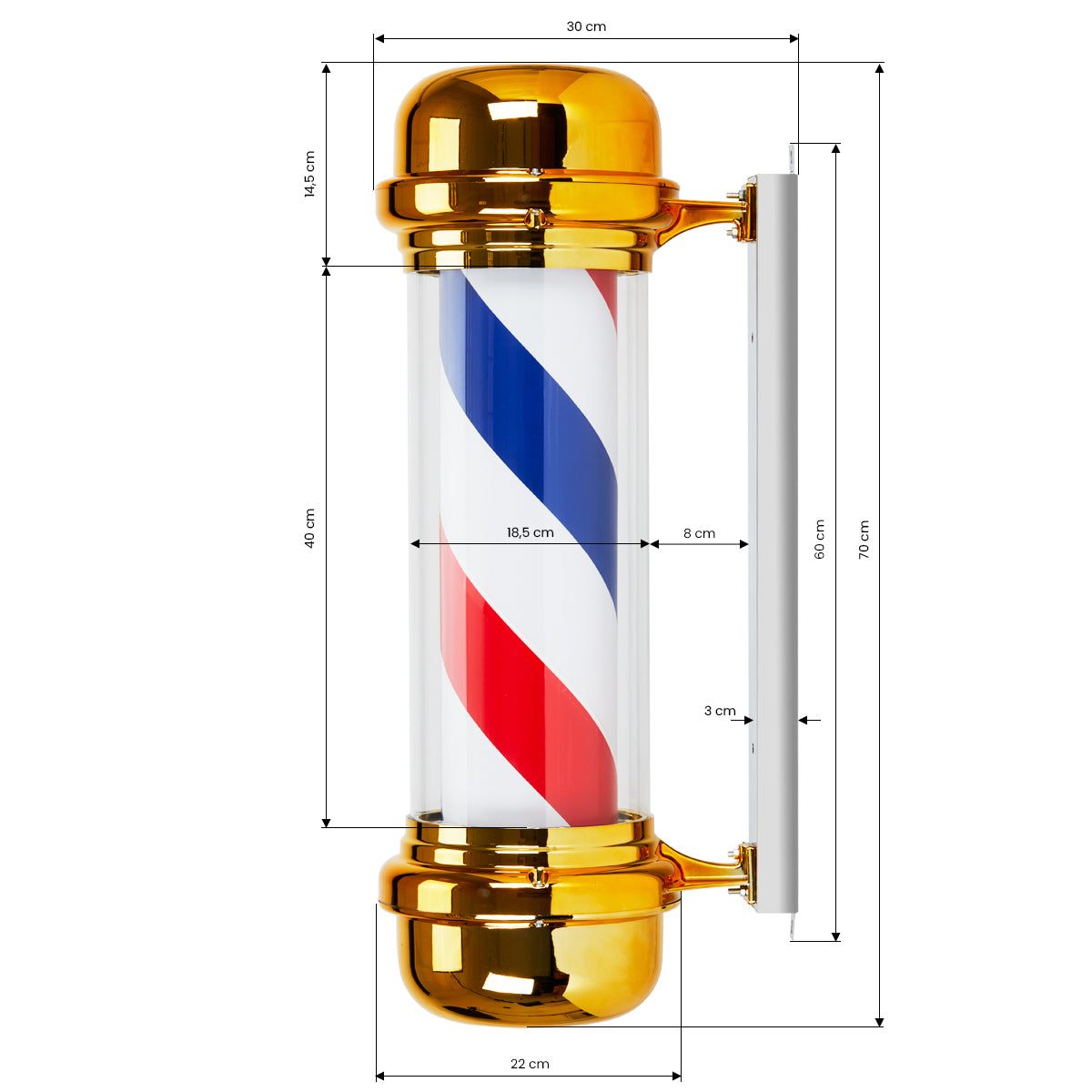 Illuminated plafond barber shop BB-02 gold large - BVShop