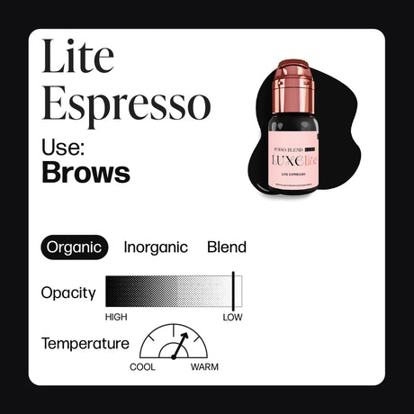 Perma Blend Lite Espresso PMU pigment color information for brows