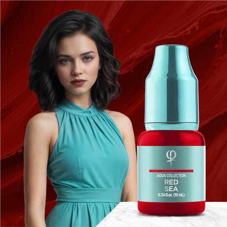PhiAcademy PMU Aqua Red Sea Pigment 10ml — product colour presentation