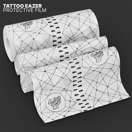 Tattoo Eazer protective film, 15cm by 10m, clear adhesive sheet used for tattoo aftercare and skin protection.