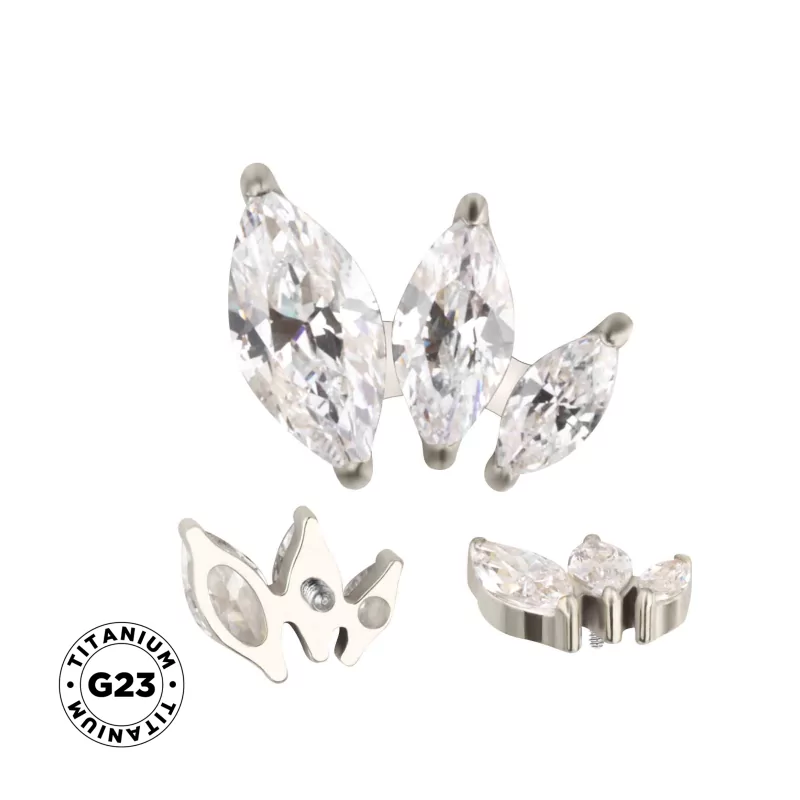 Titano žiedas su marquise formos akmenimis