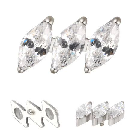 Titano žiedas įstrižas markizės formos